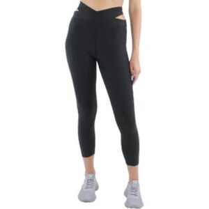Aqua Athletic Cross Over Waistband Leggings Medium Compression Black XS NWT